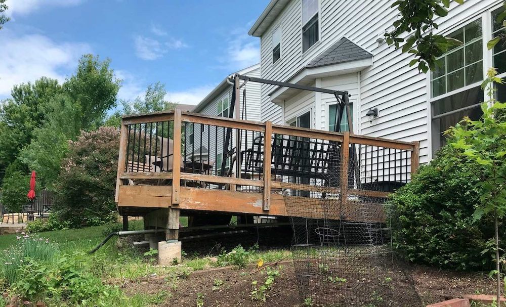 bad deck built onto a home
