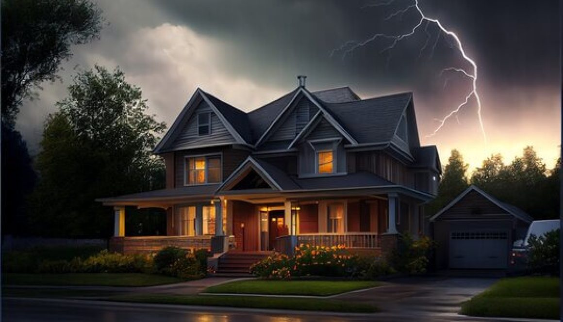 bad storm in neighborhood lightening