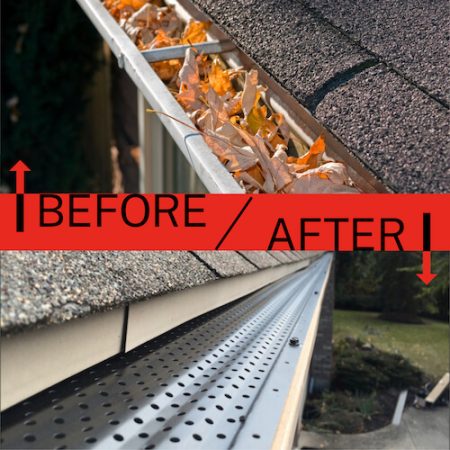 before and after gutter cleaning